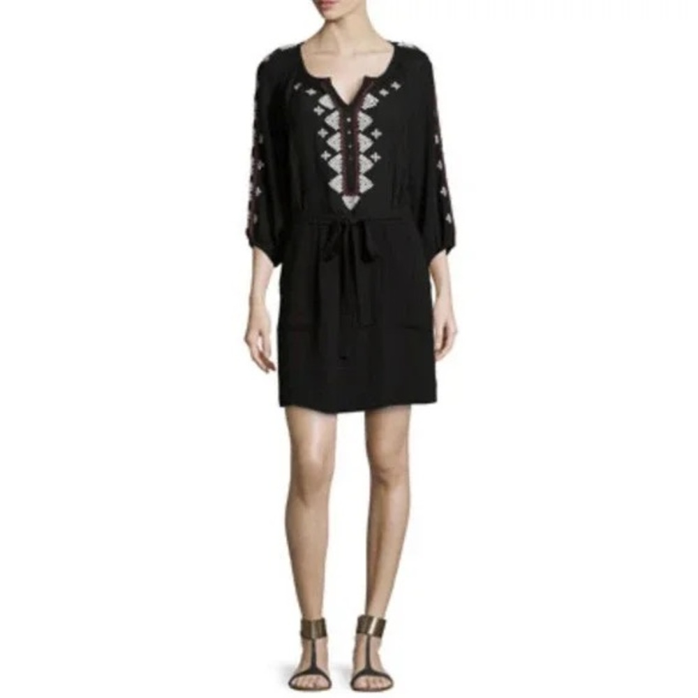 Nanette Lepore Mariachi Sheath Black Dress with tie waist